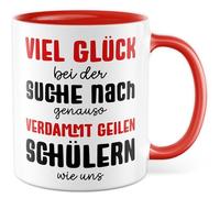 Tazza per insegnanti con scritta - Regalo Buona fortuna nella ricerca di studenti tanto dannati quanto noi - Tazza da caffè 330 ml in ceramica - Scuola classe addio, collega, tazza da caffè