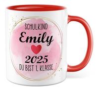Tazza per insegnanti, regalo personalizzato, per bambini e bambine, nome 2025 - Du bist 1. Classe, tazza da caffè insegnante, scuola elementare, idea regalo per studenti, sala insegnanti, tazza da