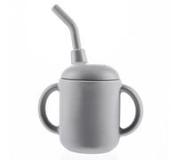 Tazza per l’apprendimento in silicone 2 in 1 con cannuccia e beccuccio grigio tortora ZOPA