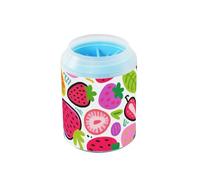 Tazza per la pulizia dei piedi del cane riutilizzabile con fragole colorate e carine con spazzola in silicone morbido per la toelettatura degli animali domestici pulisce delicatamente le zampe dopo le