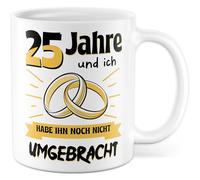 Tazza per matrimonio con scritta - regalo 25 anni e io non ho ancora ucciso - tazza da caffè 330 ml in ceramica - marito matrimonio anniversario tazza caffè