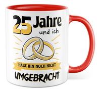 Tazza per matrimonio con scritta - regalo 25 anni e io non ho ancora ucciso - tazza da caffè 330 ml in ceramica - marito matrimonio anniversario tazza caffè