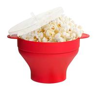 Tazza per popcorn riutilizzabile, in silicone, con manico e coperchio, per il microonde, per feste, cinema, bambini, adulti, serate cinematografiche