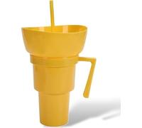 Tazza per snack e bevande combinata sulla parte superiore, tazza per bevande combinate con ciotola, tazza da caffè da viaggio 2 in 1, a prova di perdite, portatile, per viaggi, cinema e casa (giallo)