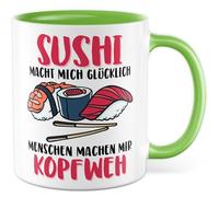 Tazza per sushi regalo sushi mi rende felici le persone mi fanno mal di testa, tazza da caffè Giappone Asiatico cibo preferito Seafood, idea regalo sarcasmo umorismo scherzo divertente con scritta