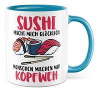 Tazza per sushi regalo sushi mi rende felici le persone mi fanno mal di testa, tazza da caffè Giappone Asiatico cibo preferito Seafood, idea regalo sarcasmo umorismo scherzo divertente con scritta
