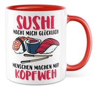 Tazza per sushi regalo sushi mi rende felici le persone mi fanno mal di testa, tazza da caffè Giappone Asiatico cibo preferito Seafood, idea regalo sarcasmo umorismo scherzo divertente con scritta