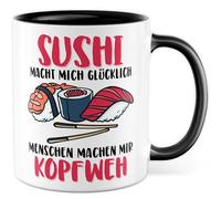Tazza per sushi regalo sushi mi rende felici le persone mi fanno mal di testa, tazza da caffè Giappone Asiatico cibo preferito Seafood, idea regalo sarcasmo umorismo scherzo divertente con scritta