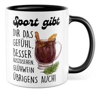 Tazza per vin brulé con scritta - Regalo sportivo ti dà la sensazione di avere un aspetto migliore. Vino brulé anche! - Tazza da caffè 330 ml in ceramica - Natale tempo di alcol amico