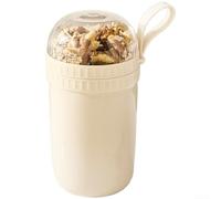 Tazza per yogurt a doppio strato con cucchiaio pieghevole integrato, contenitore per avena durante la notte a tenuta stagna per cereali da colazione, ciotola portatile con manico, per un uso duraturo