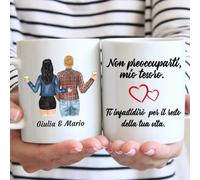 Tazza Personalizzabile Coppia - Nome, Capelli, Pantaloni, Maglia e tanto altro da Personalizzare - Idea Regalo per Fidanzati o Amici per Occasione Anniversario, Compleanno, Natale (Bianco, Ceramica)