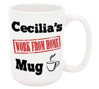 Tazza Personalizzata Cecilia's Work From Home Tazza con Scritta | Fisioterapista 2 pezzi Riutilizzabile Tazzine Caffe Simpatico Tazza Magica Mamma Anniversario