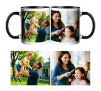 Tazza Personalizzata con 2 Foto,Tazza in Ceramica Personalizzabile con Stampa che Non Sbiadisce,Regalo Originale per Festa del Papà,Mamma，Compleanno e Occasioni Speciali