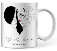 Tazza personalizzata Dove tutto è iniziato, regalo di anniversario, regalo di inaugurazione, regalo di nozze tazza di partner