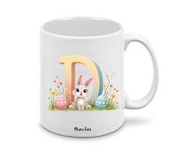 Tazza personalizzata lettera iniziale del nome - design pasquale con coniglio - regalo Pasqua uomo donna - collezione dalla A alla Z (N)