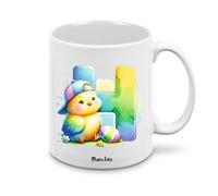 Tazza personalizzata lettera iniziale nome - design pasquale con pulcino - regalo Pasqua uomo donna - collezione dalla A alla Z (h)