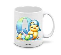 Tazza personalizzata lettera iniziale nome - design pasquale con pulcino - regalo Pasqua uomo donna - collezione dalla A alla Z (q)