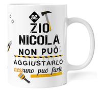 Tazza Personalizzata Nonno Papà Zio con Nome - Se lui non può aggiustarlo nessuno può farlo - Idea Regalo Originale Mug per Festa dei Nonni Papà Compleanno Natale Pensione (Bianco V3)