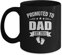 Tazza Personalizzata Promoted To Dad 2025 First Time New Tazza Bicchiere | Collega 2 Pezzi Riutilizzabile Tazzine Caffè Leggero Coppe Amica Padri