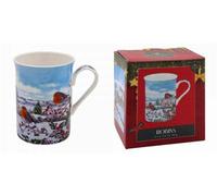Tazza Pettirossi di Natale Fine Bone China Pettirosso Pettirosso Pettirosso R...
