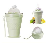 Tazza pieghevole 2 in 1 per ghiaccio in silicone, portatile, pieghevole, con cannuccia e coperchio, stampo per sfere ghiacciate riutilizzabile, facile da sgonfiare, a prova di perdite, per campeggio