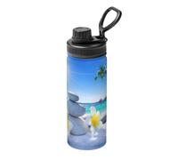 Tazza portatile in acciaio inox con stampa di fiori tropicali e pietre zen da 510,3 g per palestra