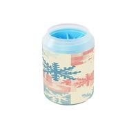 Tazza portatile per la pulizia delle zampe con fiocchi di neve retrò pastello con spazzola in silicone morbido per la pulizia dei piedi per gatti e cani