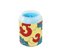 Tazza portatile per la pulizia delle zampe con motivo a nuvole della cultura cinese, con spazzola in silicone morbido, kit di pulizia per cani e gatti di taglia piccola, media e grande