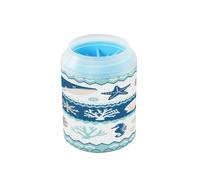Tazza portatile per la pulizia delle zampe delle balene blu pastello con spazzola in silicone morbido kit di pulizia per cani e gatti di piccola taglia media