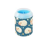 Tazza portatile per rondella della zampa di pecora blu dei cartoni animati con spazzola morbida per massaggi animali domestici forniture per la toelettatura adatta per cani di taglia piccola, media e