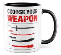Tazza programmatore con scritta - Regalo Choose your weapon C++Java Python C - Tazza da caffè 330 ml in ceramica - Informatica IT nerd tecnica collega amico tazza caffè