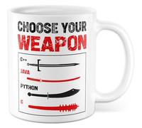 Tazza programmatore con scritta - Regalo Choose your weapon C++Java Python C - Tazza da caffè 330 ml in ceramica - Informatica IT nerd tecnica collega amico tazza caffè