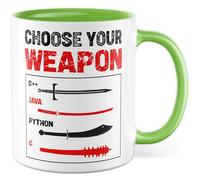 Tazza programmatore con scritta - Regalo Choose your weapon C++Java Python C - Tazza da caffè 330 ml in ceramica - Informatica IT nerd tecnica collega amico tazza caffè