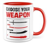 Tazza programmatore con scritta - Regalo Choose your weapon C++Java Python C - Tazza da caffè 330 ml in ceramica - Informatica IT nerd tecnica collega amico tazza caffè