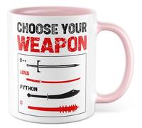 Tazza programmatore con scritta - Regalo Choose your weapon C++Java Python C - Tazza da caffè 330 ml in ceramica - Informatica IT nerd tecnica collega amico tazza caffè