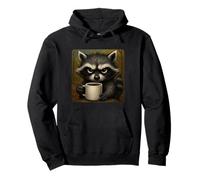 Tazza Raccoon Grumpy Coffee Morning Humor Wildlife Tired Felpa con Cappuccio