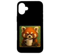 Tazza Red Panda Grumpy Coffee Morning Humor Wildlife Tired Custodia per iPhone 16 Plus