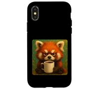 Tazza Red Panda Grumpy Coffee Morning Humor Wildlife Tired Custodia per iPhone X/XS