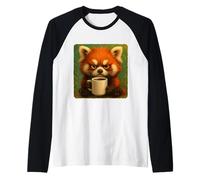 Tazza Red Panda Grumpy Coffee Morning Humor Wildlife Tired Maglia con Maniche Raglan