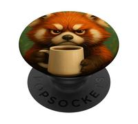 Tazza Red Panda Grumpy Coffee Morning Humor Wildlife Tired PopSockets PopGrip Adesivo