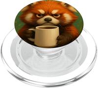Tazza Red Panda Grumpy Coffee Morning Humor Wildlife Tired PopSockets PopGrip per MagSafe