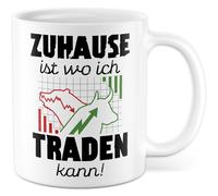 Tazza regalo a casa è dove posso fare traden!, tazza da caffè finanza borsa mercato azionario mercato finanziario Dax, idea regalo casa meme sarcasmo umorismo divertente scritta