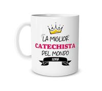 Tazza Regalo Mestieri in Ceramica Mug Personalizzata con Nome - La Miglior Catechista del Mondo - Idea Regalo - Lavoro - Capo - Colleghi - Collega