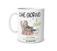 Tazza Regalo Pensione in Ceramica Mug Personalizzata con Nome Versione Uomo - Che Giorno è Oggi? Chi Se Ne Frega Sono in Pensione - Idea Regalo - Pensionamento - Colleghi - Pensionato