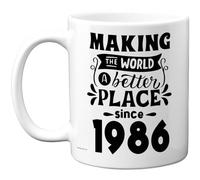 Tazza regalo per 39° compleanno, per uomo e donna, con scritta in lingua inglese "Making the World a Better Place Since 1986", regalo per il 39° compleanno per nonno, nonna, nonna, retro retro nel