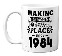 Tazza regalo per 41° compleanno, per uomini e donne, con scritta in lingua inglese "Making the World a Better Place Since 1984", regalo per il 41° compleanno per nonno, nonna, nonna retrò Back In 1984