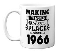 Tazza regalo per 59° compleanno, per uomo e donna, con scritta in lingua inglese "Making the World a Better Place Since 1966", idea regalo per il 59° compleanno per nonno, nonna, nonna, retrò, Back In