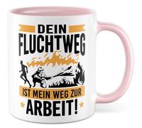 Tazza regalo per i vigili del fuoco, scritta in lingua tedesca "Dein Fluchtweg ist mein Weg zur Arbeit!", tazza da caffè pompiere, professione, salvataggio, ufficio, team umorismo, idea regalo collega