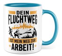 Tazza regalo per i vigili del fuoco, scritta in lingua tedesca "Dein Fluchtweg ist mein Weg zur Arbeit!", tazza da caffè pompiere, professione, salvataggio, ufficio, team umorismo, idea regalo collega