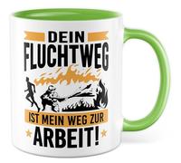 Tazza regalo per i vigili del fuoco, scritta in lingua tedesca "Dein Fluchtweg ist mein Weg zur Arbeit!", tazza da caffè pompiere, professione, salvataggio, ufficio, team umorismo, idea regalo collega